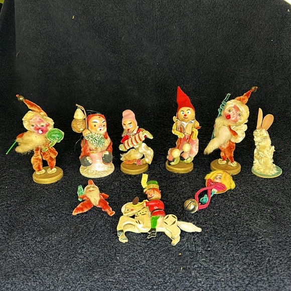 Elf/Gnome Chenille and Pine Cone Christmas Decorations. Vintage Circa 1930-1950 - Picture 6 of 14